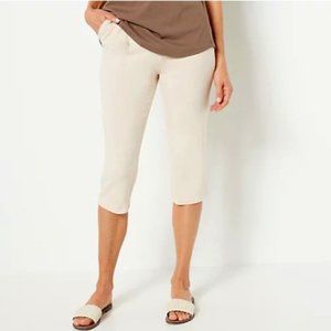Belle Beach by Kim Gravel Terry Seaside Capri Pants Sand Bar, Petite 2X